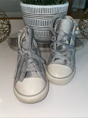 Converse Kids Silver Glitter High-Top Sneakers